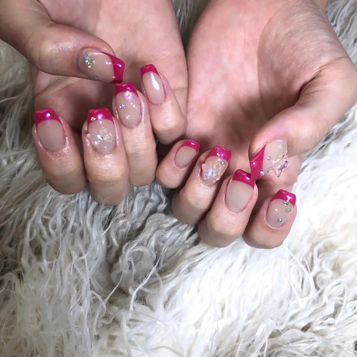 ネイル オーロラネイル フレンチネイル ピンク nail 1997のネイルデザイン