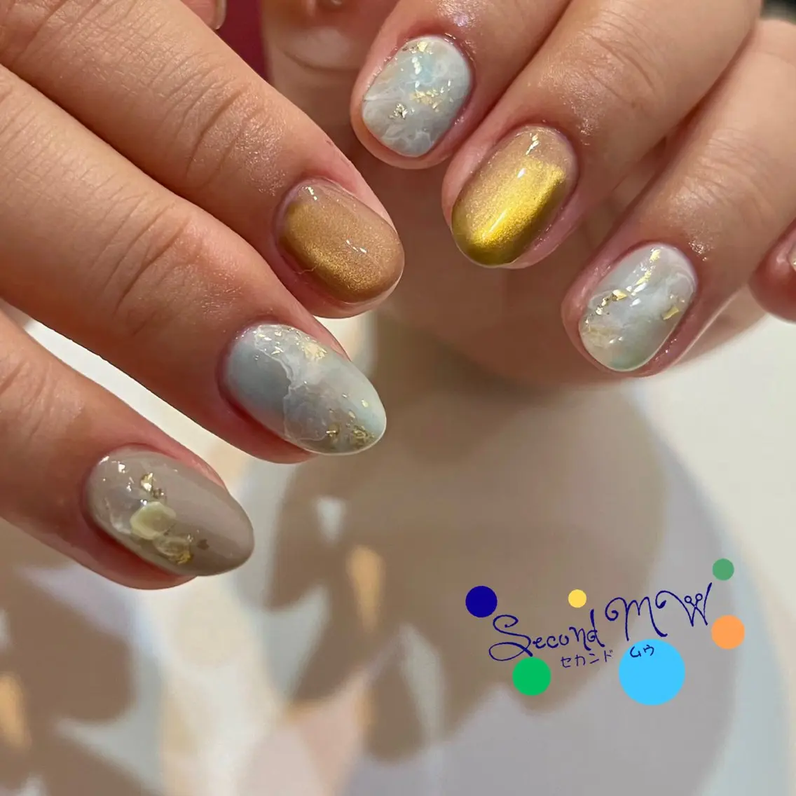 ネイル マグネットネイル 大理石ネイル(マーブル) ニュアンスネイル 冬ネイル ハンドネイル SecondMW _nail 　川連のネイルデザイン