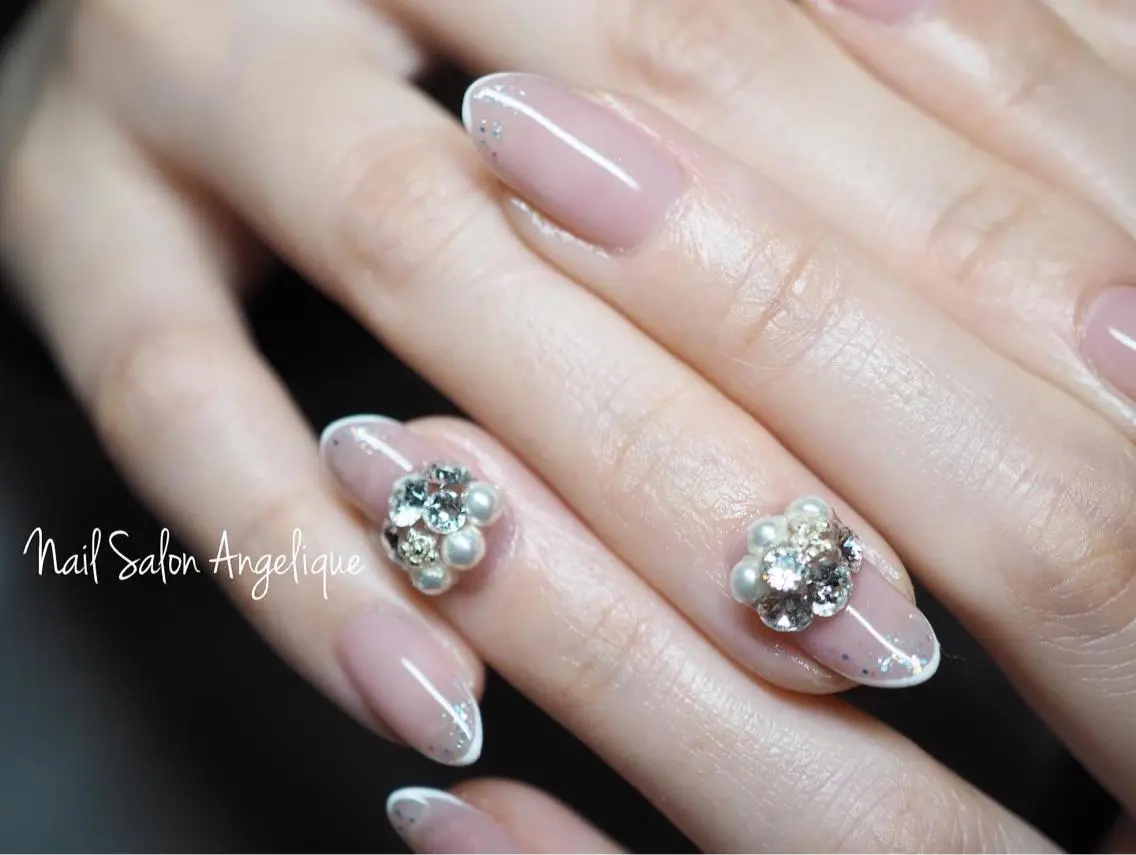 ネイル フレンチネイル ジェルネイル ストーンネイル ハンドネイル Nailist Rumiのネイルデザイン