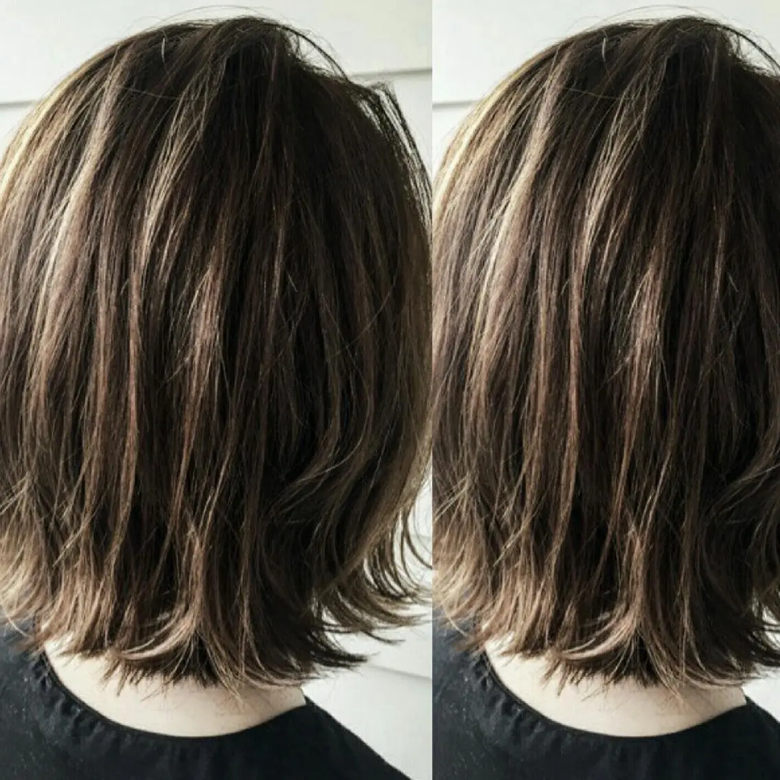 ミディアム パーマ カラー ヘアアレンジ 切りっぱなしボブ ハイライトカラー ボブ 外国人風カラー ハイライト 畠村 美智子のヘアスタイル