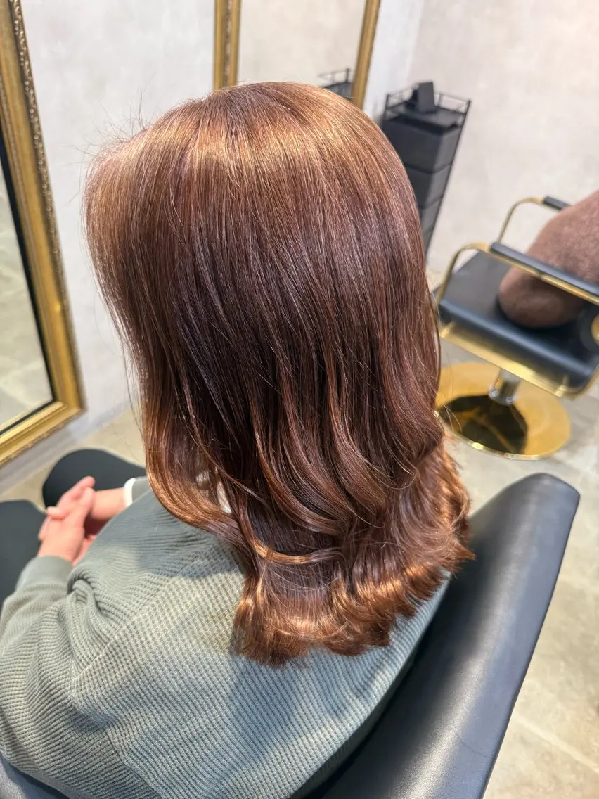 ミディアム ピンクブラウン カット ヘアカラー maco /カラー・縮毛矯正のヘアスタイル