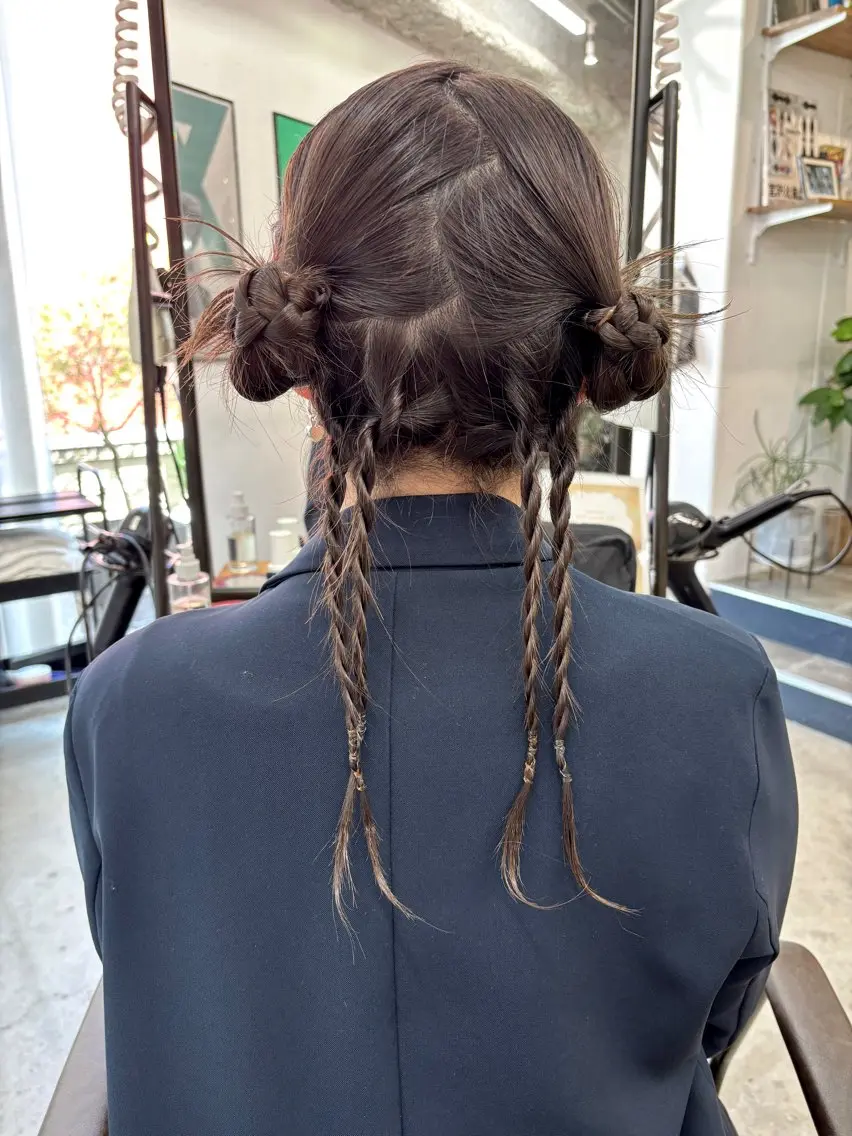 セミロング カラー ヘアアレンジ ベージュカラー ブリーチ ボルドーカラー ブラウンカラー カシス 暖色カラー/天神/ ヘイマサクラのヘアスタイル