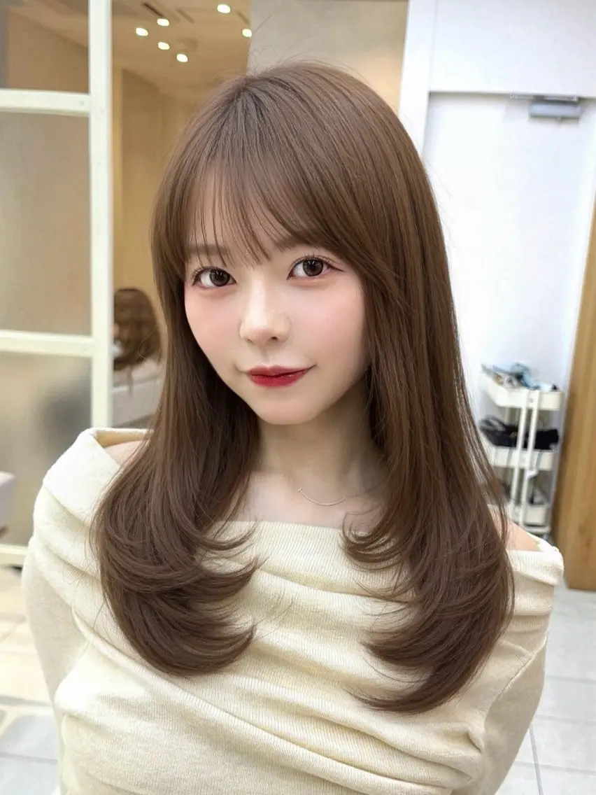 セミロング カット ヘアカラー トリートメント 顔周り/レイヤー /韓国ヘア/TAKUのヘアスタイル