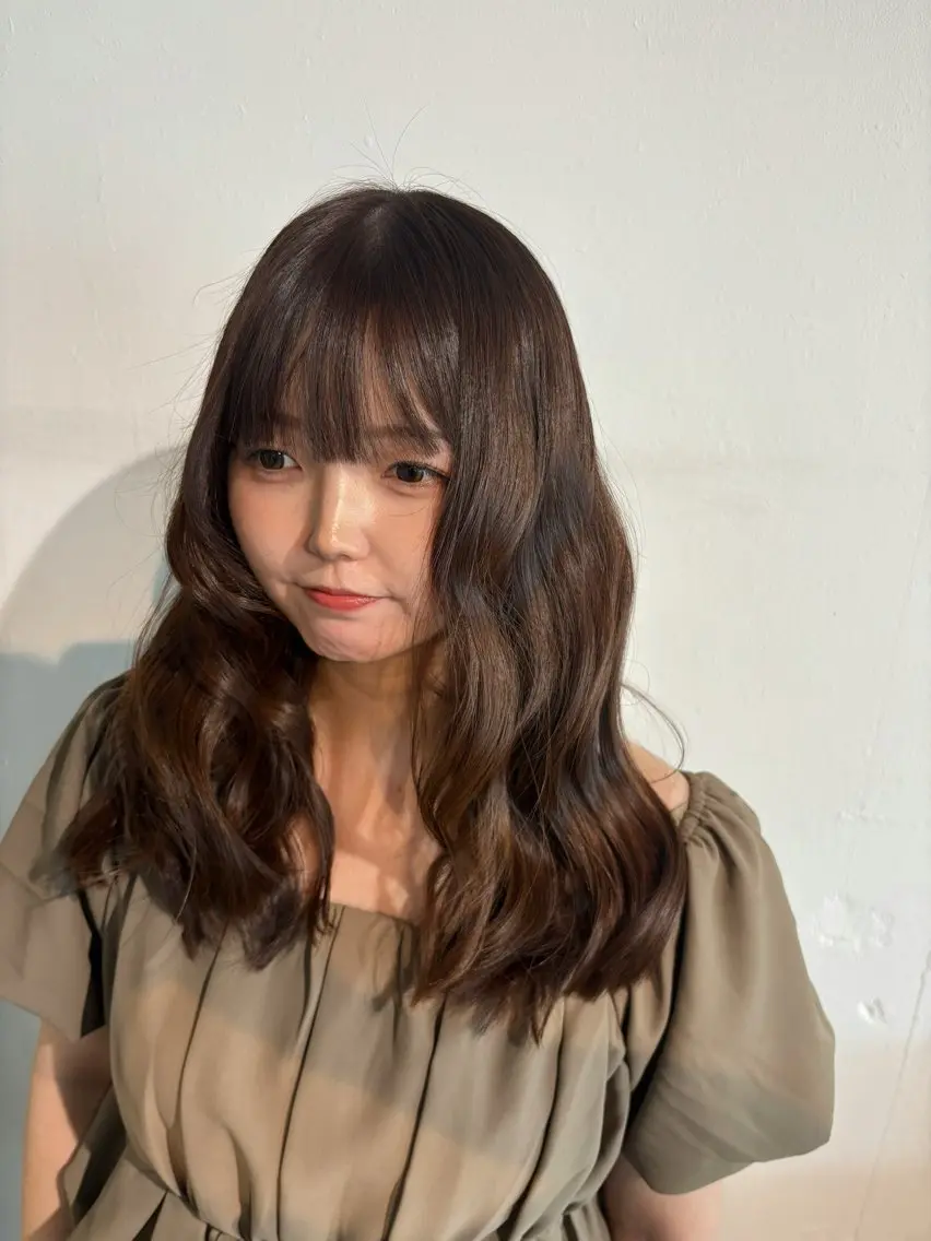 ロング ケアカラー チョコレートブラウン カット ヘアカラー のどか 縮毛矯正/ショートのヘアスタイル