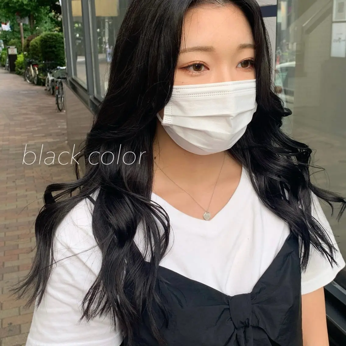 ロング カラー ヘアアレンジ 黒髪 ブルーカラー ブルーブラック ロング 似合わせカット得意 💛RENA💛のヘアスタイル