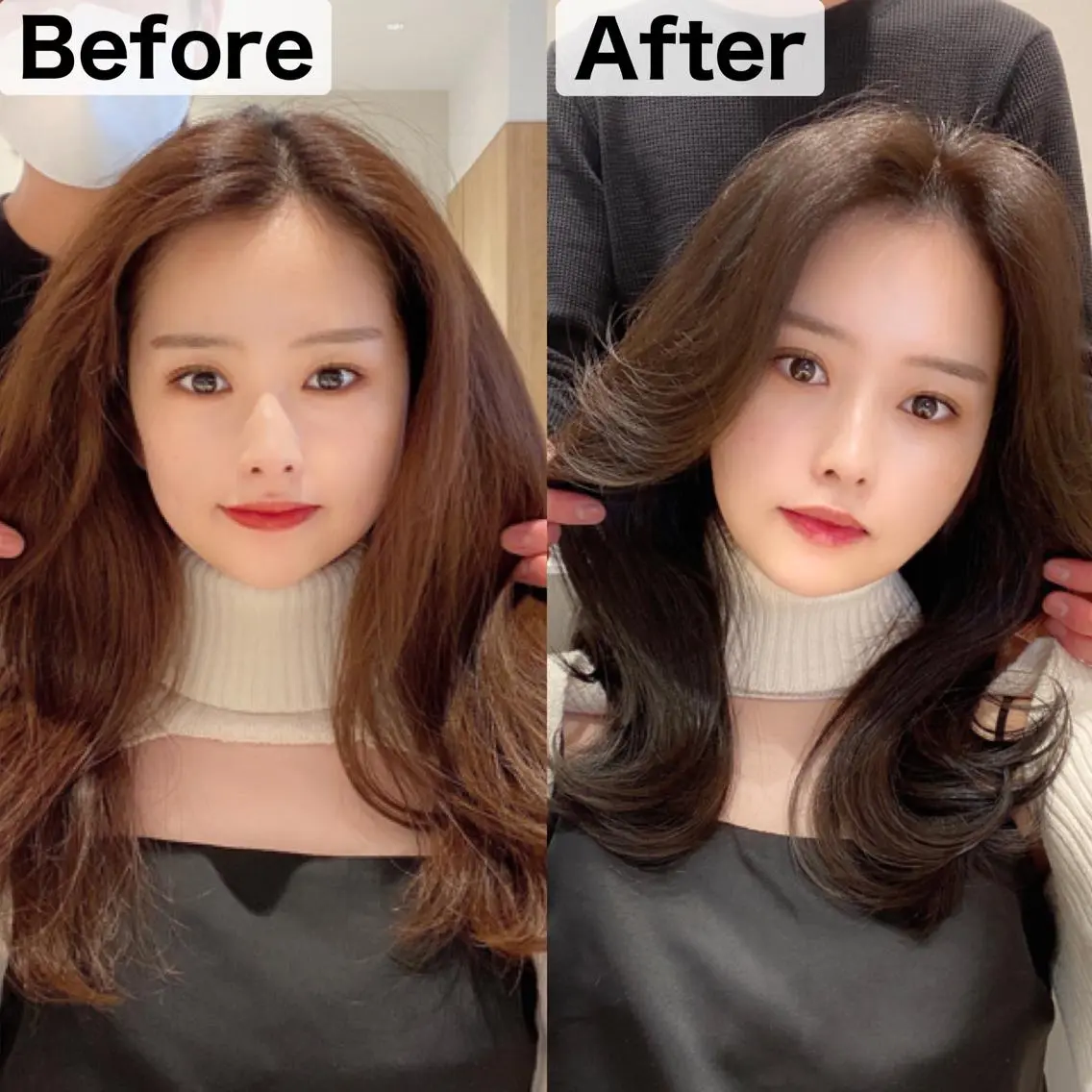 セミロング くびれヘア 韓国風ヘア 韓国ヘア🇰🇷髪質 改善たけるのヘアスタイル