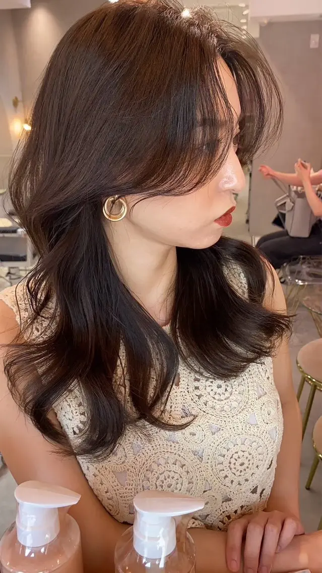 ロング カラー パーマ ヘアアレンジ 北千住/小顔レイヤー /顔まわり/西慶太朗のヘアスタイル