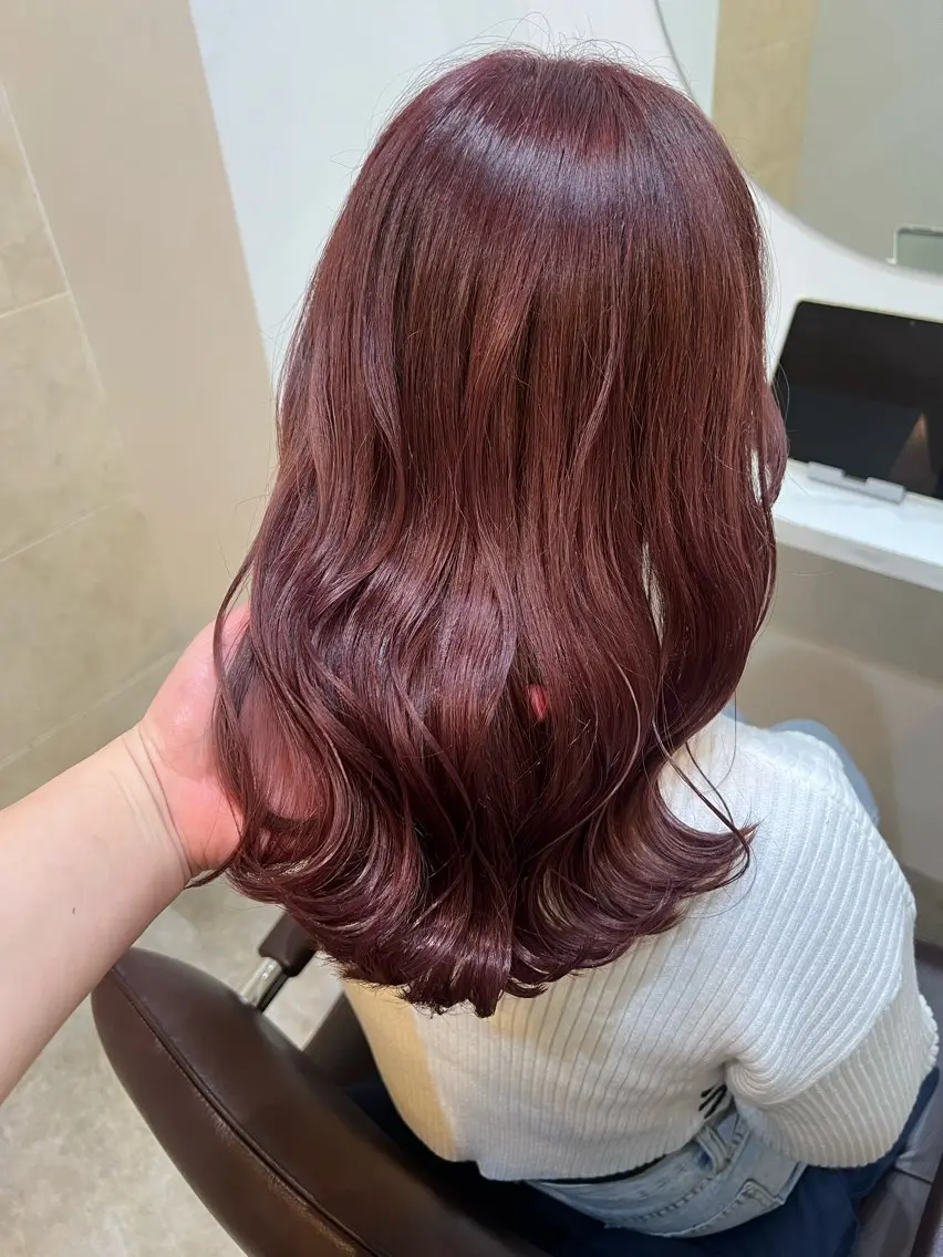 ミディアム カラー ヘアカラー 全席個室 暖色カラー Zina松園優香🌸のヘアスタイル