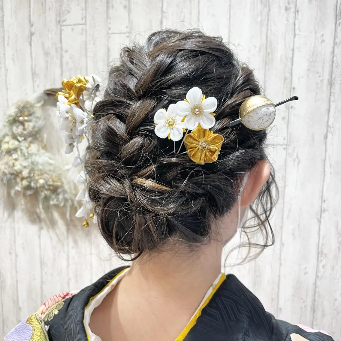 ミディアム ヘアアレンジ 成人式 三つ編み 古沢 みづきのヘアスタイル