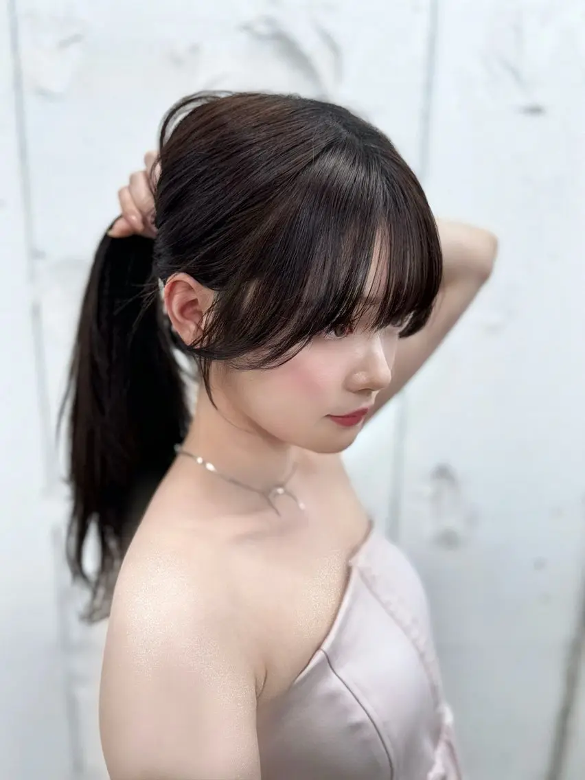 ロング カラー パーマ ヘアアレンジ 顔周りカット レイヤーカット 盛れる顔周りカット ♥️韓国ヘア"ちぇるのヘアスタイル