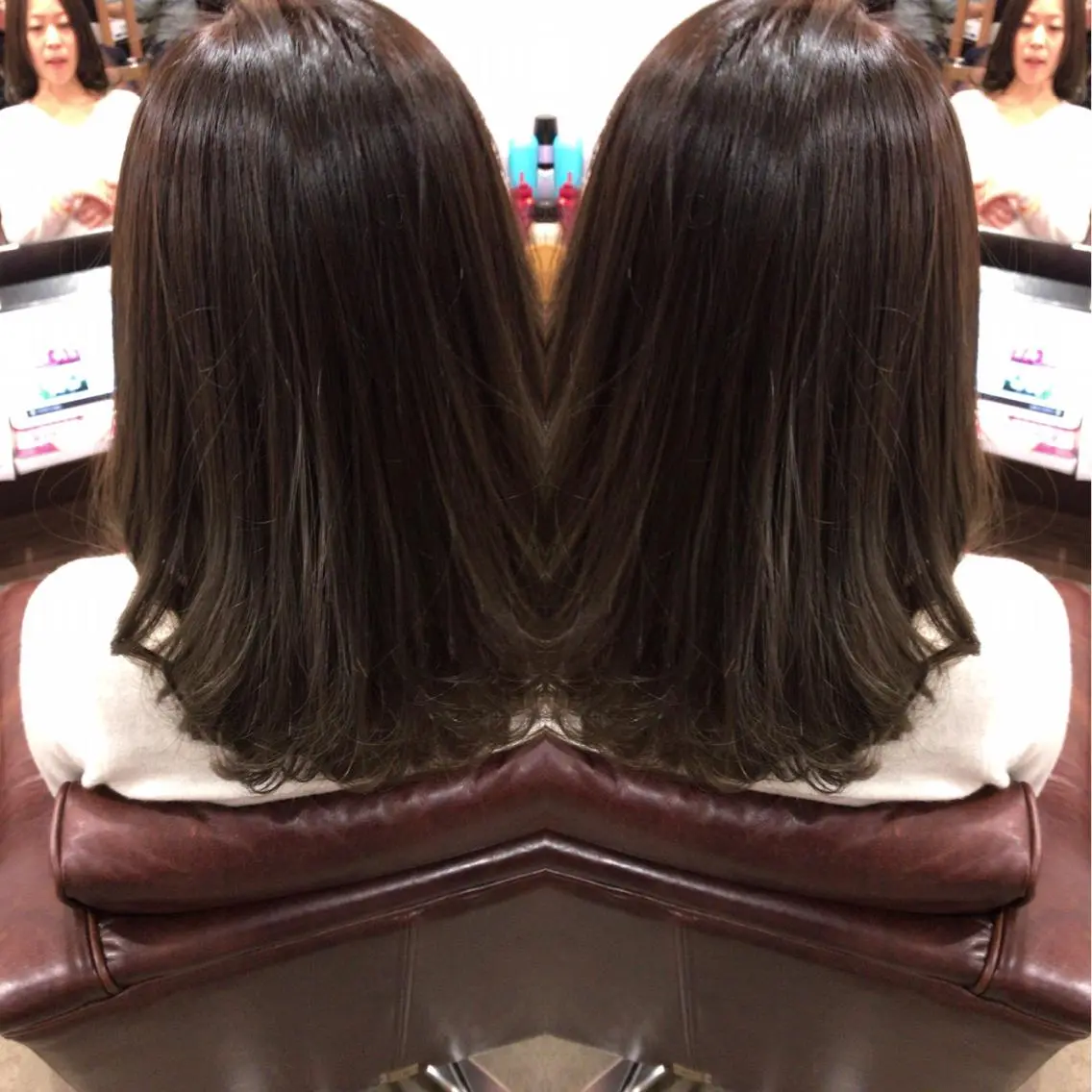 ミディアム カラー パーマ レイヤーカット匠 イソザキノリユキのヘアスタイル