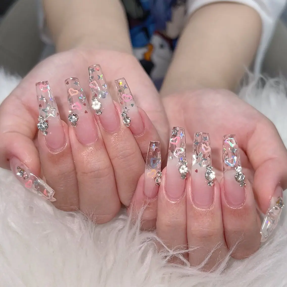 ネイル オーロラネイル 長さ出し フラッシュネイル フレンチネイル ジェルネイル ハンドネイル ハンドケア CiCi Nail Salonのネイルデザイン