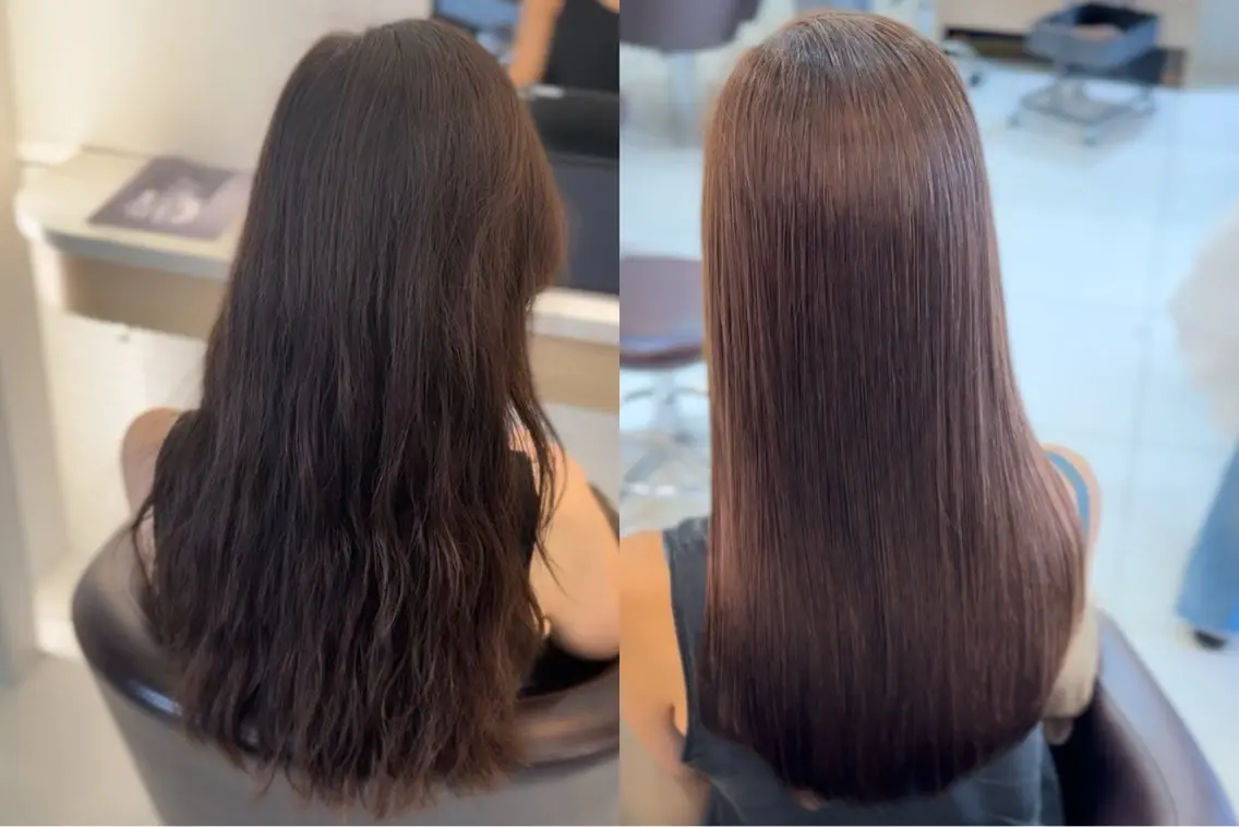 ロング 縮毛矯正 カット 縮毛矯正 トリートメント カラー&縮毛矯正 ワタナベ テルキのヘアスタイル