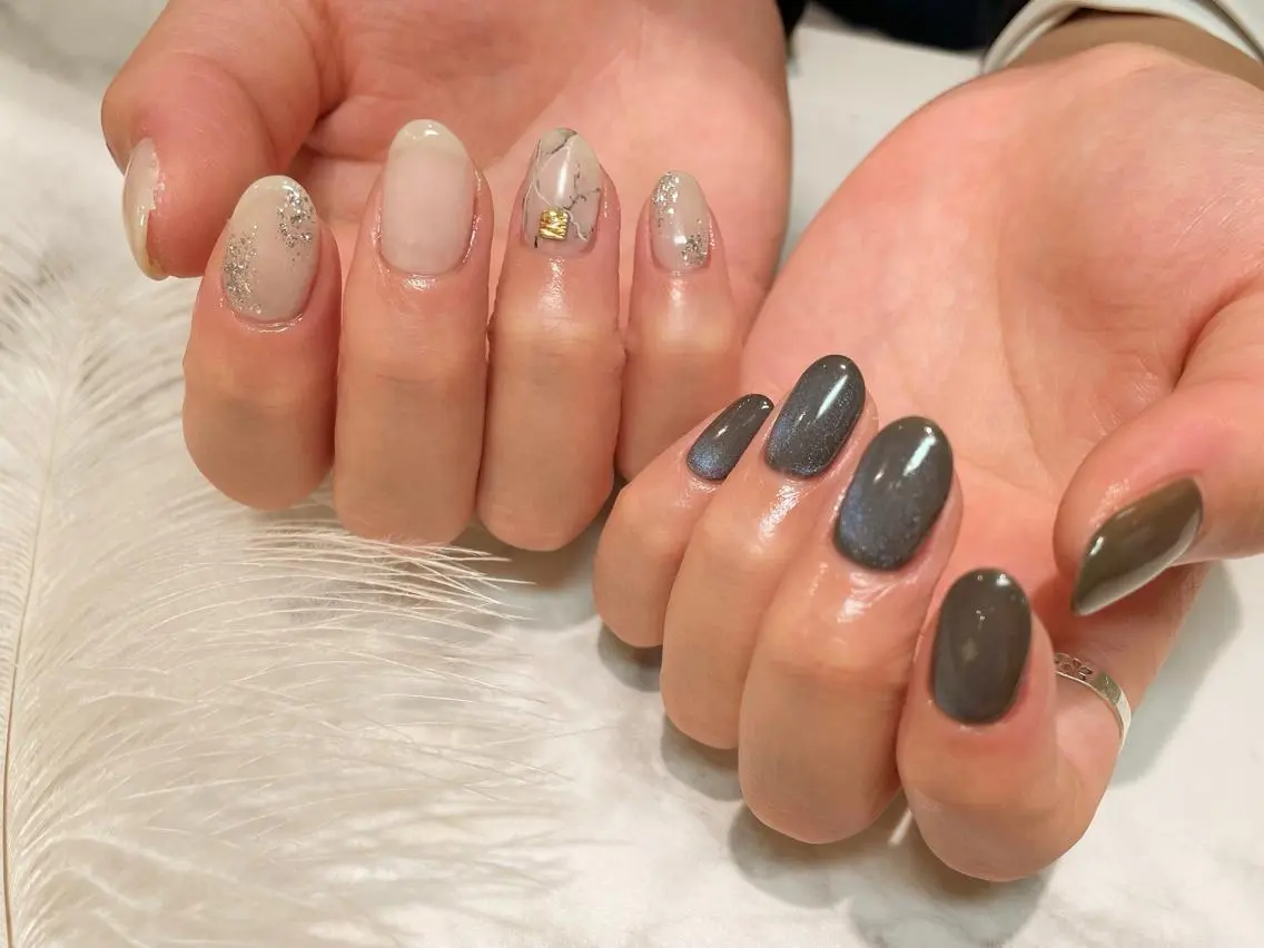 ネイル マグネットネイル 大理石ネイル(マーブル) ハンドネイル Aing nail 澤瀬のネイルデザイン