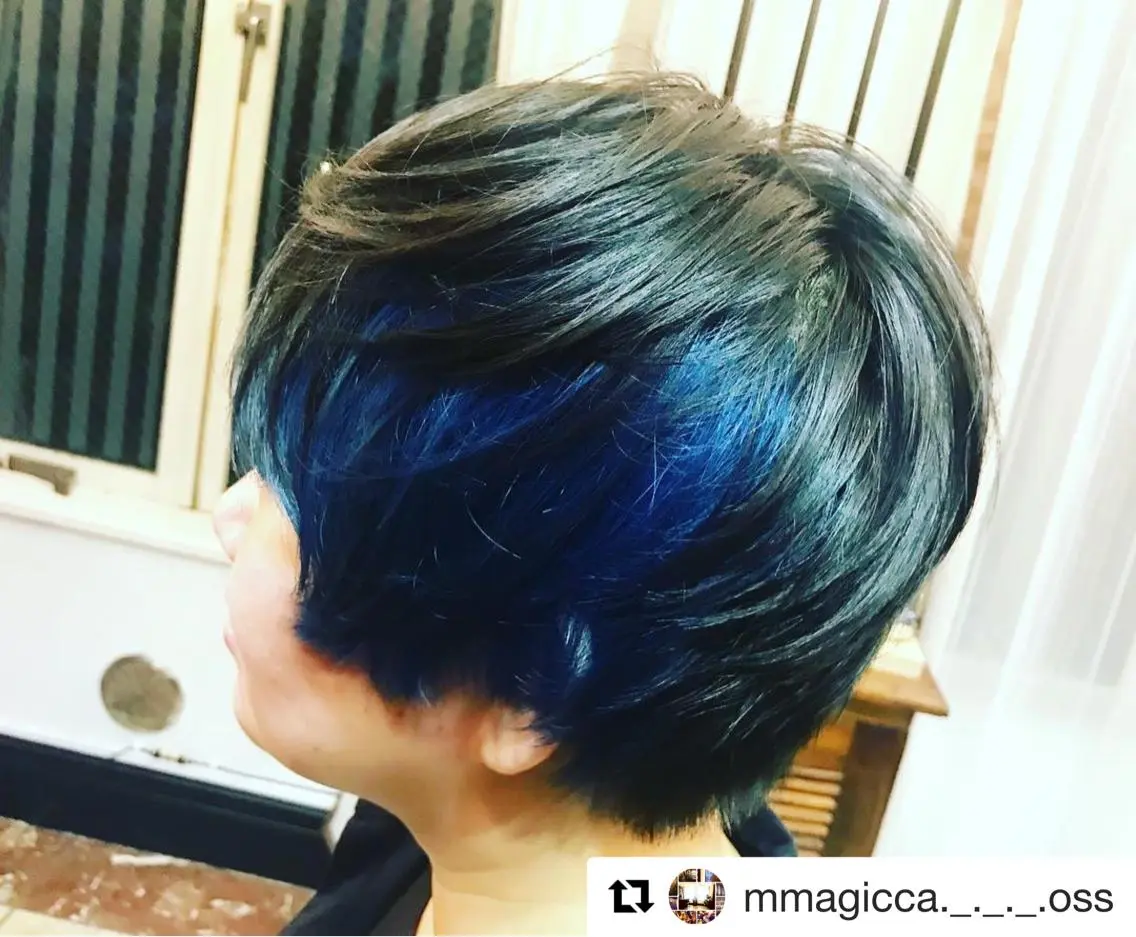 ショート カラー ブルーカラー mmagicca. 【 まじか. 】のネイルデザイン