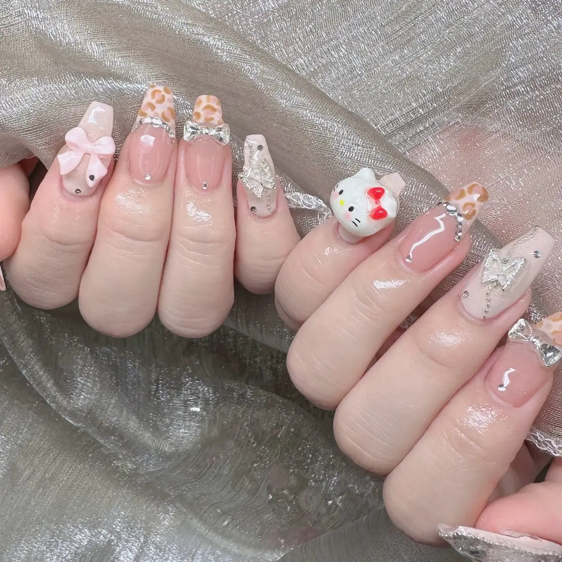 ネイル ロングネイル マグネットネイル リボン 夏ネイル スーパーロングネイル Hani Nail XUKAのネイルデザイン