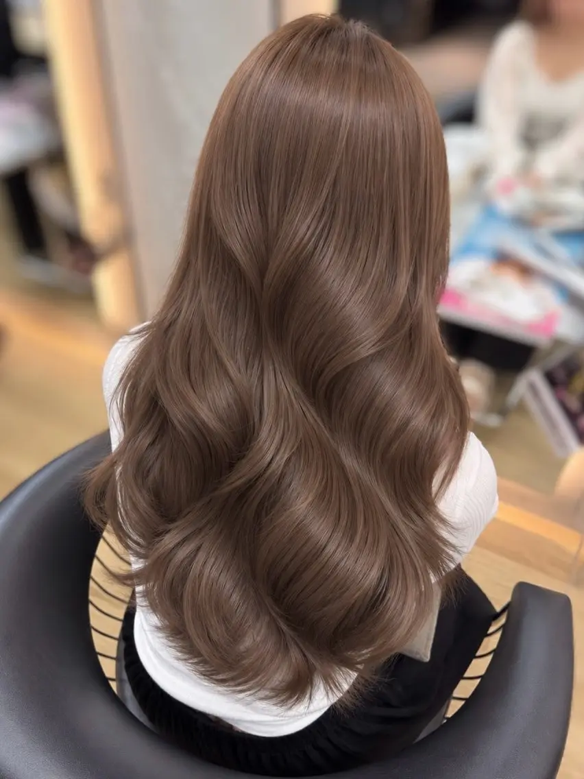 ロング カラー ブリーチ 透明感カラー ブリーチなしカラー カット ヘアカラー トリートメント 韓国レイヤー🇰🇷 /縮毛矯正💎/月音のヘアスタイル