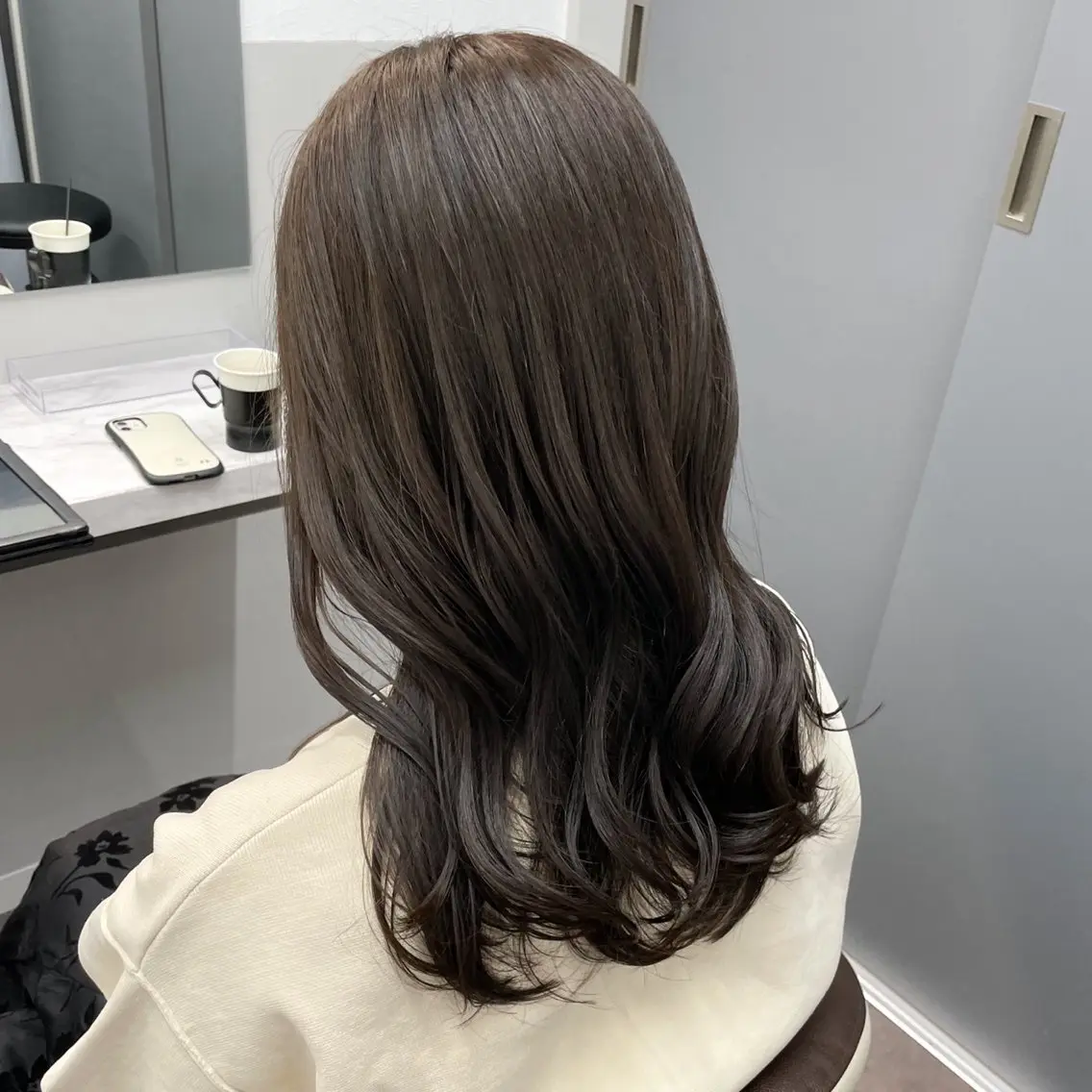 セミロング カラー 顔周りカット 韓国風ヘア カット ヘアカラー のだはる/韓国ヘア/ 透明感カラーのヘアスタイル