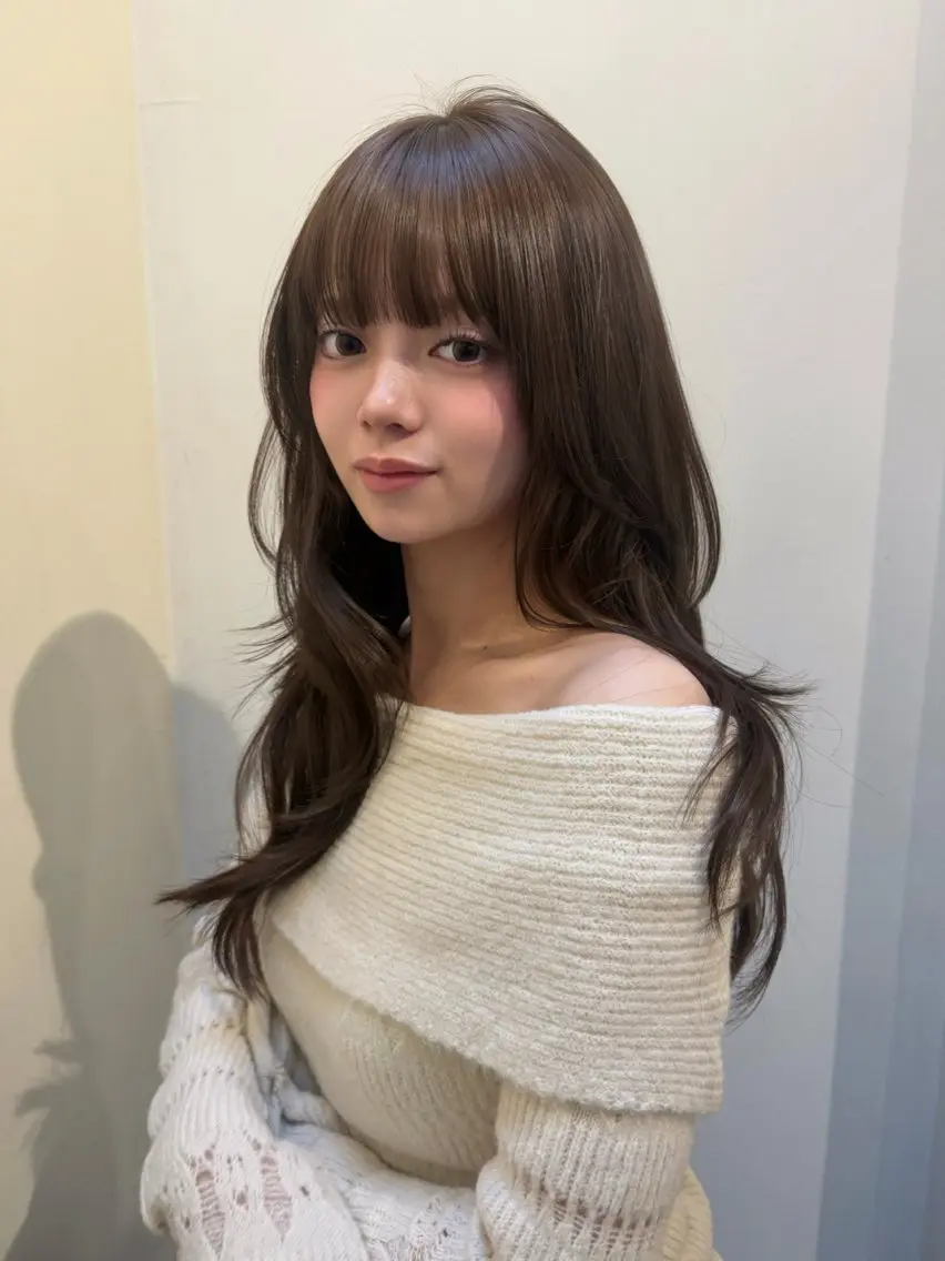 ロング カット ヘアカラー トリートメント 赤み・黄み消しカラー 🤍韓国ヘア アオイのヘアスタイル