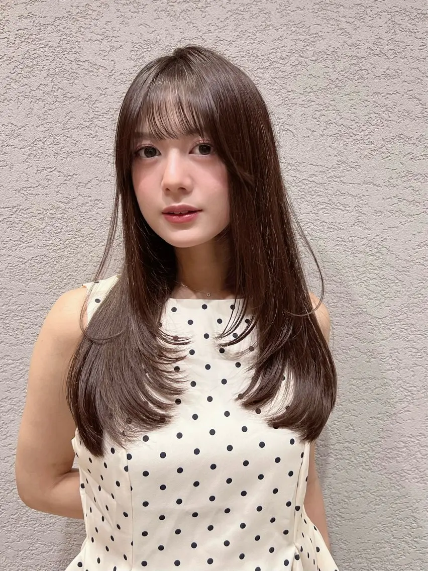 ロング カラー カット ヘアカラー トリートメント 興津/韓国レイヤー ダブルカラー美髪縮毛のヘアスタイル