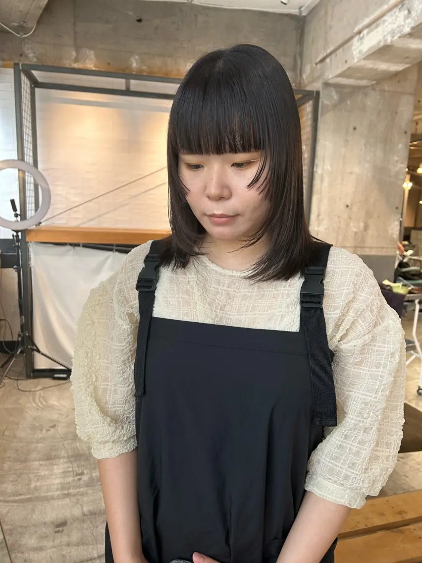 ミディアム カラー 姫カット レイヤーカット keen 立川のヘアスタイル