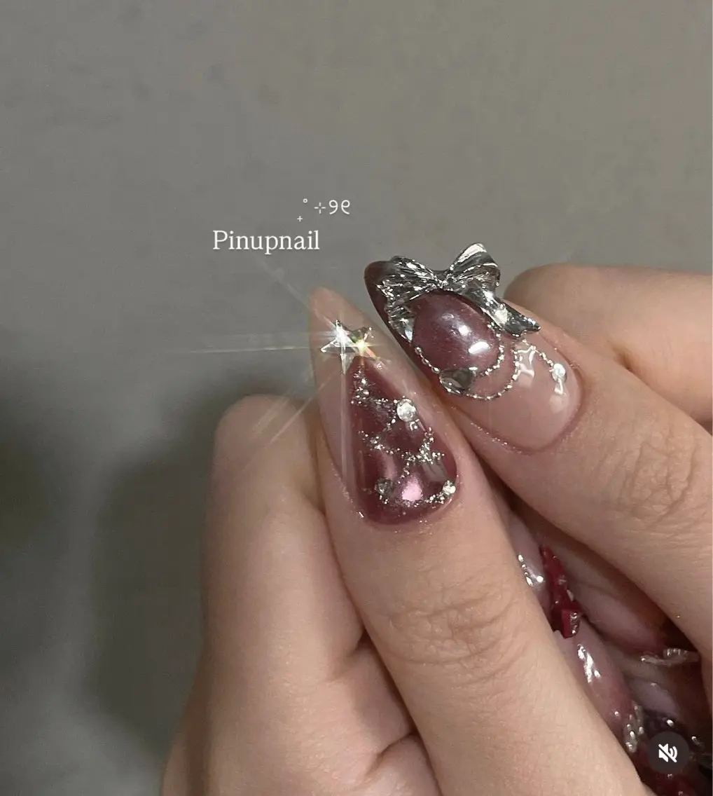 ネイル ブラウン チークネイル 桜ネイル 長さ出し フットネイル ハンドネイル XIINH NAIL SALONのネイルデザイン