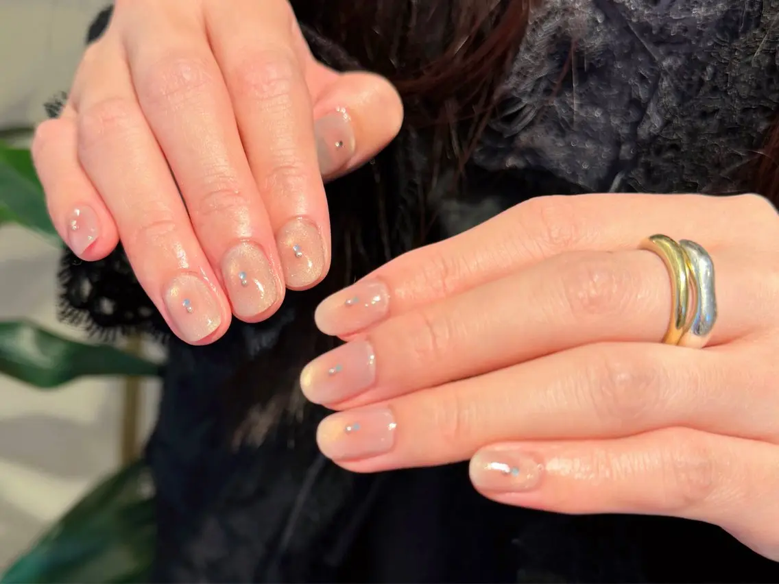 ネイル クリアネイル フラッシュネイル フラッシュマグ フレンチネイル マグネットネイル Luana nailのネイルデザイン