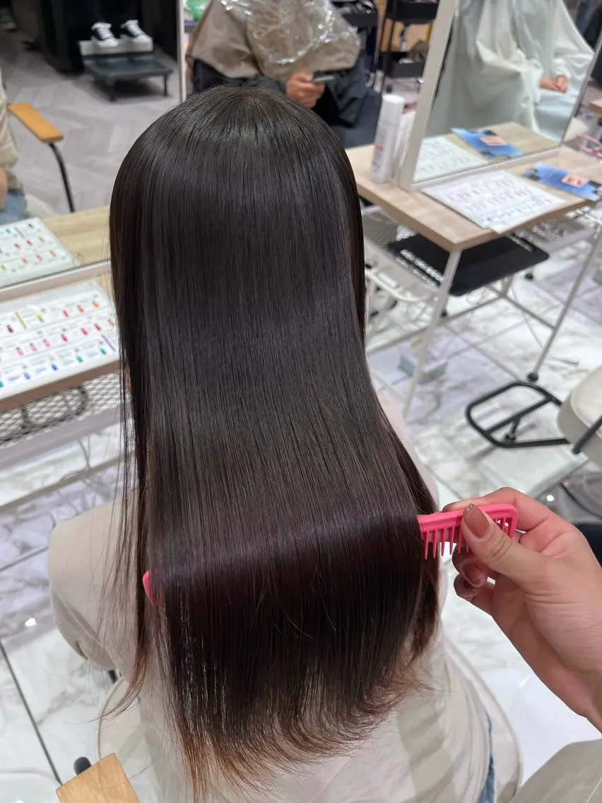 ロング 縮毛矯正 酸性ストレート人気 No,1/カスミ🩰のヘアスタイル