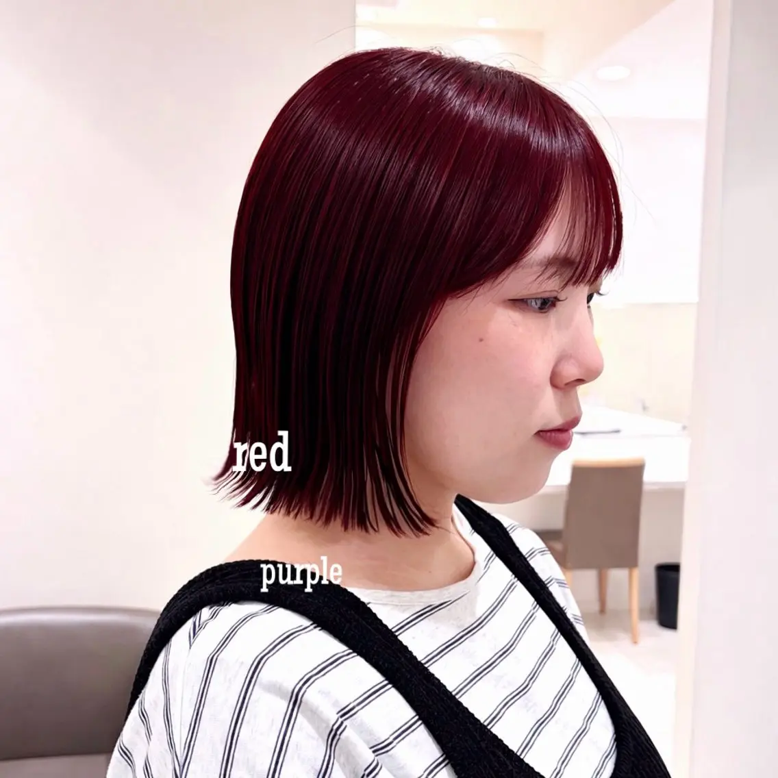 ショート カラー ブリーチ カシス ブリーチなしカラー レッドカラー ボブ ヘアカラー トリートメント 暖色カラー/パラッと Bob/モエのヘアスタイル