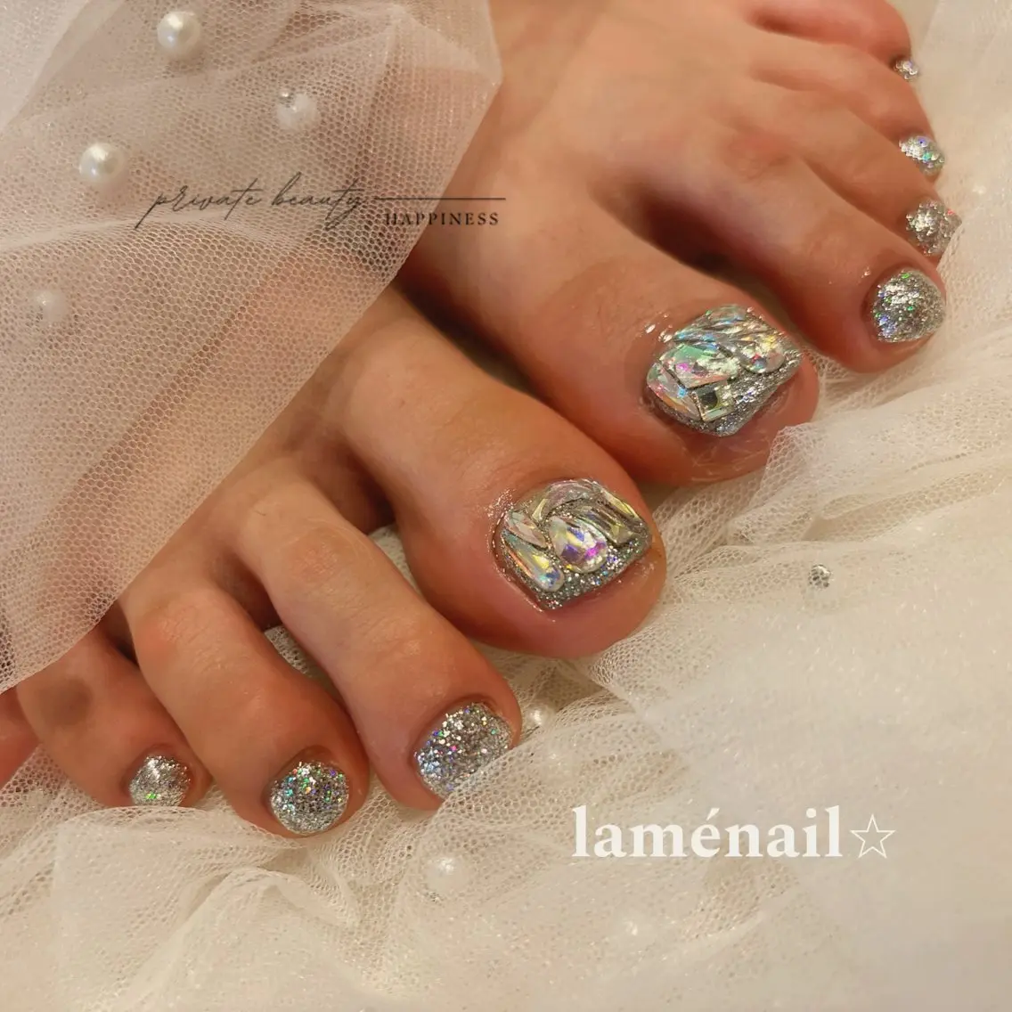 ネイル フットネイル 韓国ネイル ロングネイル ピンク スカルプネイル happiness nailのネイルデザイン