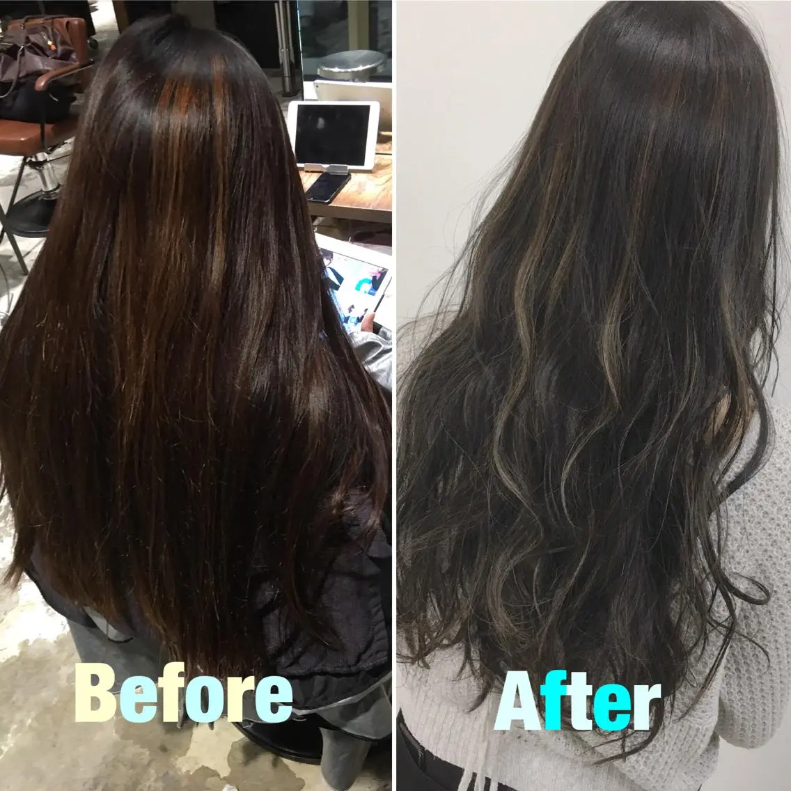 ロング カラー 前髪の割れ癖を治す プロ✂️ヒロのヘアスタイル