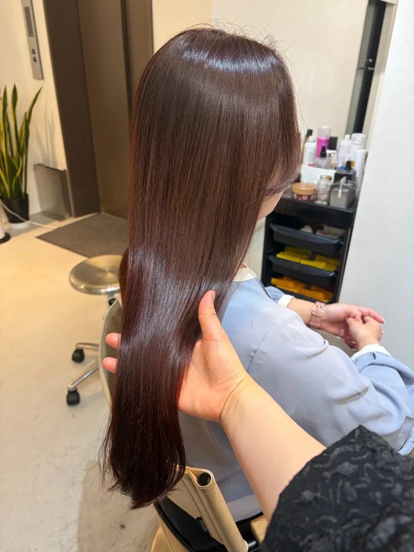 ロング カット ヘアカラー トリートメント ✨色持ちの良い艶 カラー✨蟹江真世のヘアスタイル