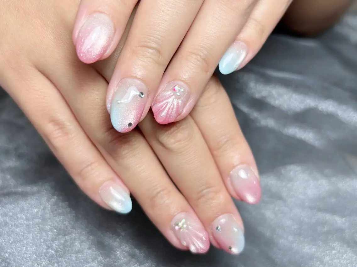 ネイル ハンドネイル H3 Nail Tsuki🦋💙のネイルデザイン