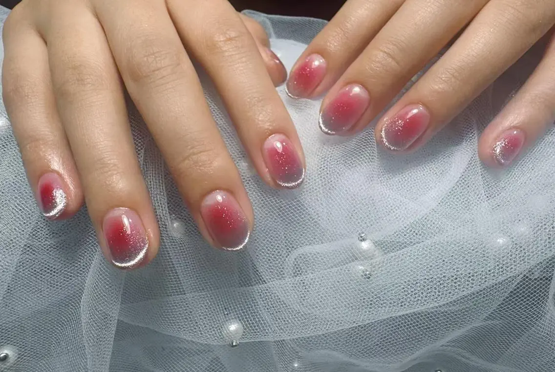 ネイル フレンチネイル ジェルネイル ガラスフレンチ 韓国ネイル マグネットネイル The Nail 新大久保店のネイルデザイン