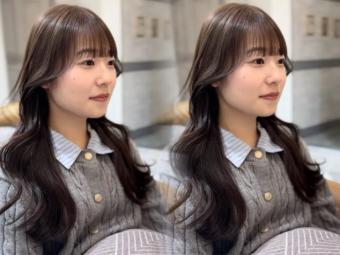 ロング カット ヘアカラー トリートメント ♥韓国レイヤー/透明 感カラー/目黒慎太郎のヘアスタイル