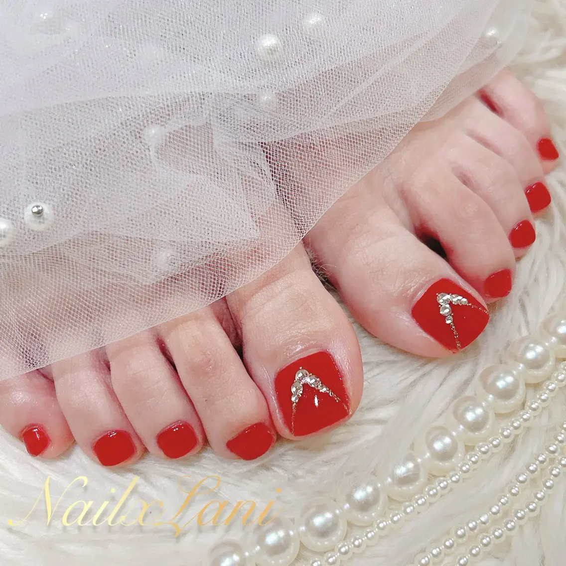 ネイル フットネイル ジェルネイル マグネットネイル パラジェル フットネイル Nail×Lani 深爪矯正対応◎のネイルデザイン