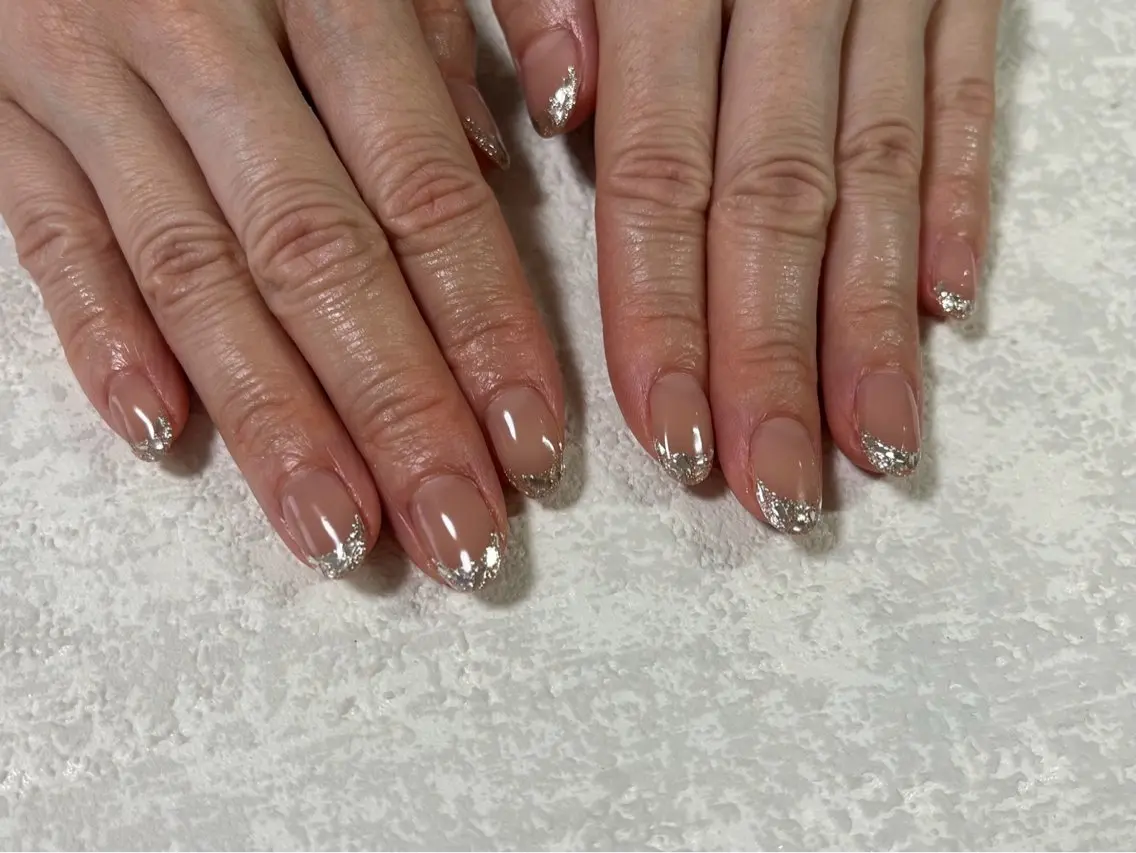 ネイル フレンチネイル ジェルネイル ガラスフレンチ メンズネイル パラジェル kiki nail たまプラーザのネイルデザイン