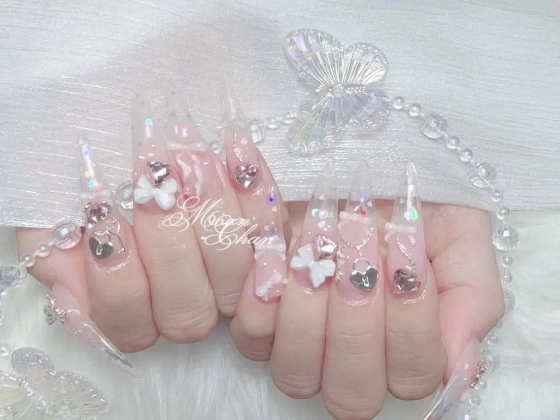 ネイル 成人式 大理石ネイル(マーブル) リボン 夏ネイル ネイルチップ ハンドネイル ハンドケア MIO🌸Nail スカルプ専門店のネイルデザイン