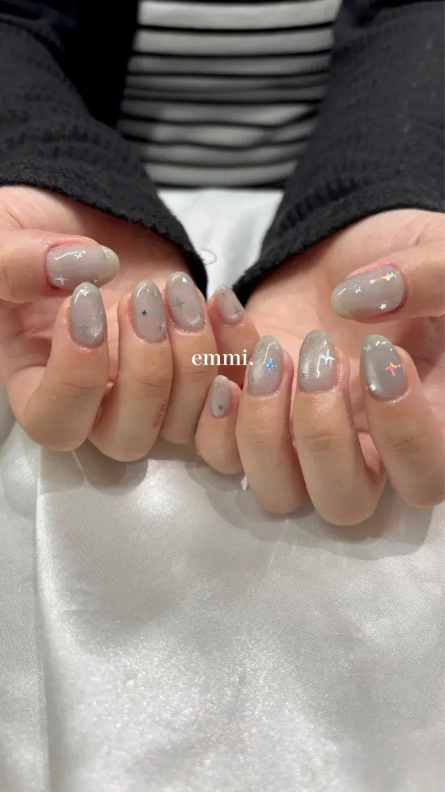 ネイル チークネイル フレンチネイル ガーリー 氷ネイル・うるうるネイル キラキラネイル ハンドネイル emmi nailのネイルデザイン