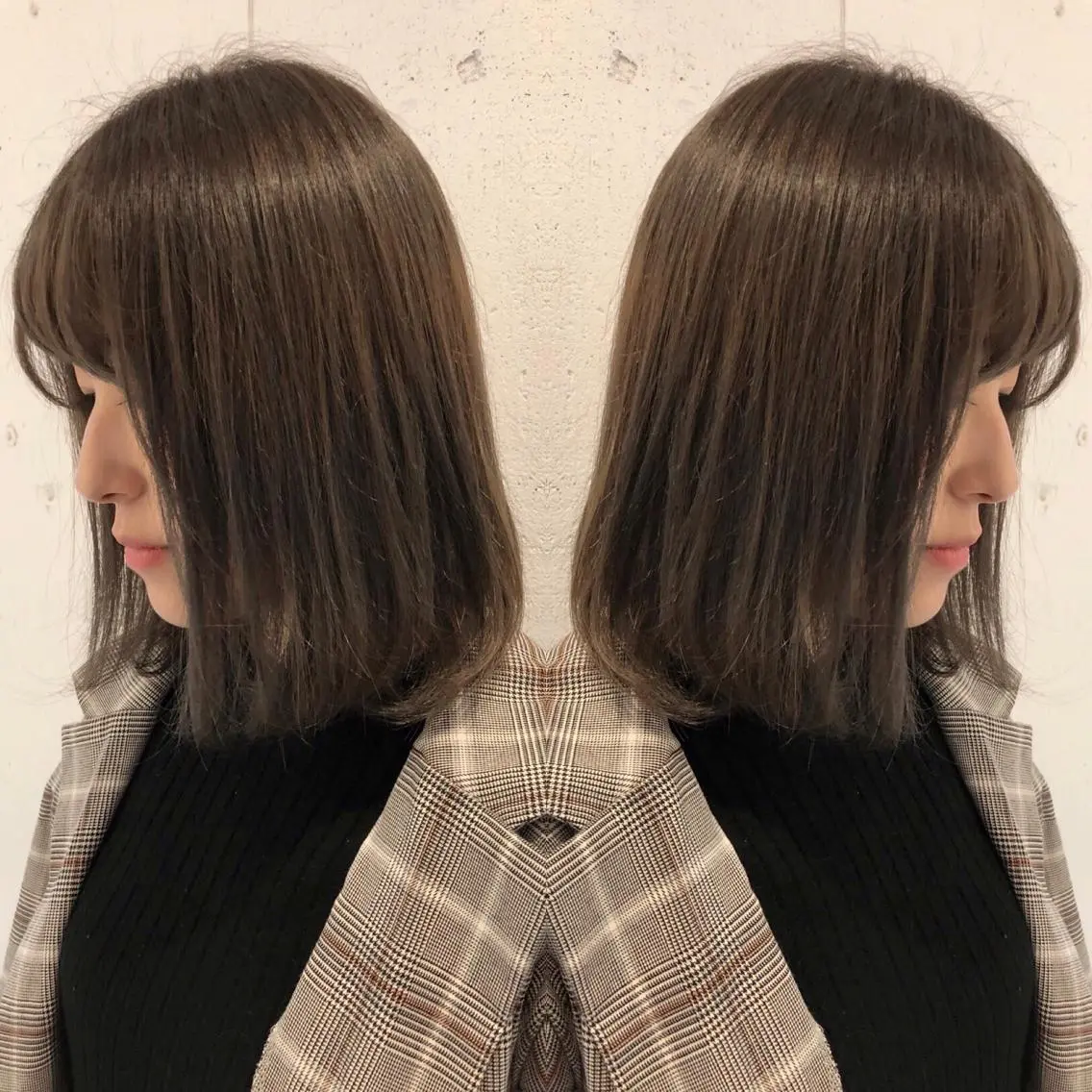 ミディアム アッシュ あらき ちさとのヘアスタイル