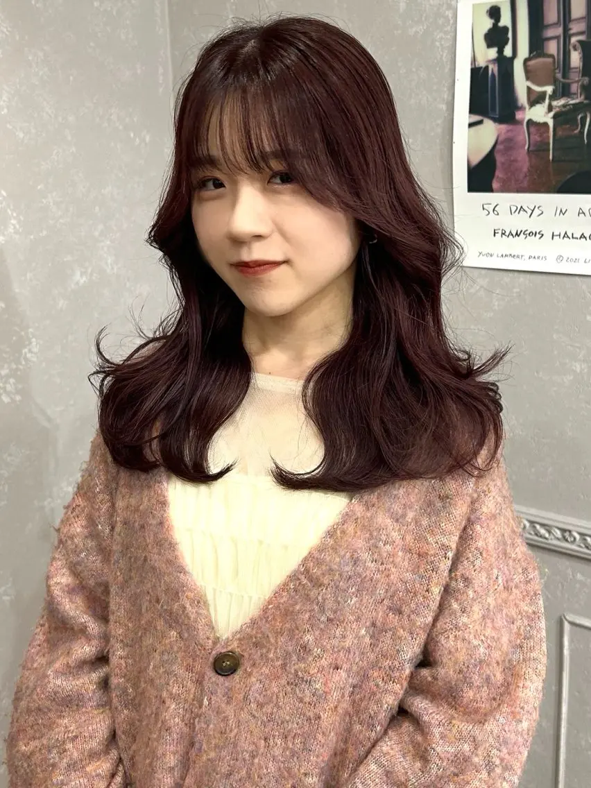 セミロング カラー セミロングパーマ 韓国風ヘア カット ヘアカラー トリートメント 船橋/韓国/メンズ キチ/RITSU🪡のヘアスタイル