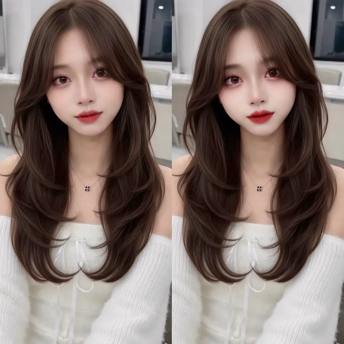 セミロング 簡単ワンカールレイ ヤーカット清水隆央のヘアスタイル