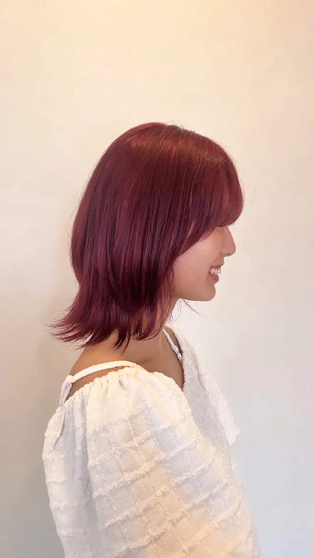 カラー ブリーチ レッドカラー 五味優莉🫧 ͛.* 似合わせ/レイヤーのヘアスタイル