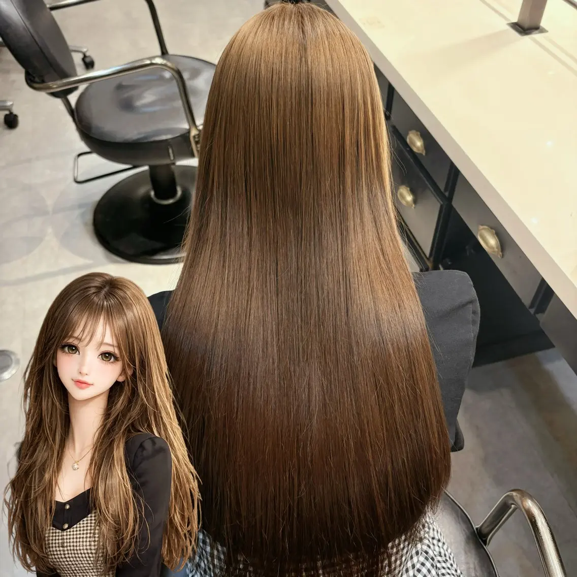 ロング カラー ベージュカラー 透明感カラー ダブルカラー オリーブベージュ ヘアカラー 💛しおん💛 モデル募集のヘアスタイル