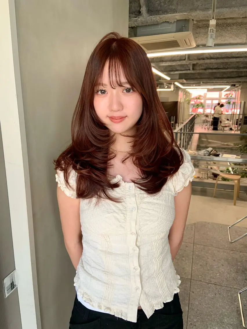 ミディアム カラー カット ヘアカラー トリートメント 淡いCOLOR/ Layer/UNAのヘアスタイル