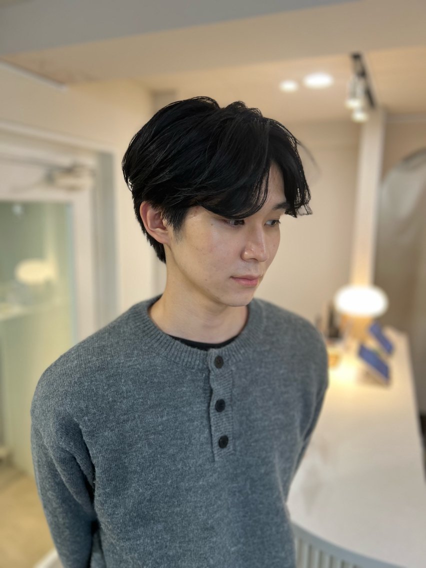 メンズ センターパート メンズハイライト メンズ韓国風 メンズパーマ 刈り上げ カット ヘアカラー ✨men's特化 kyousukeのヘアスタイル
