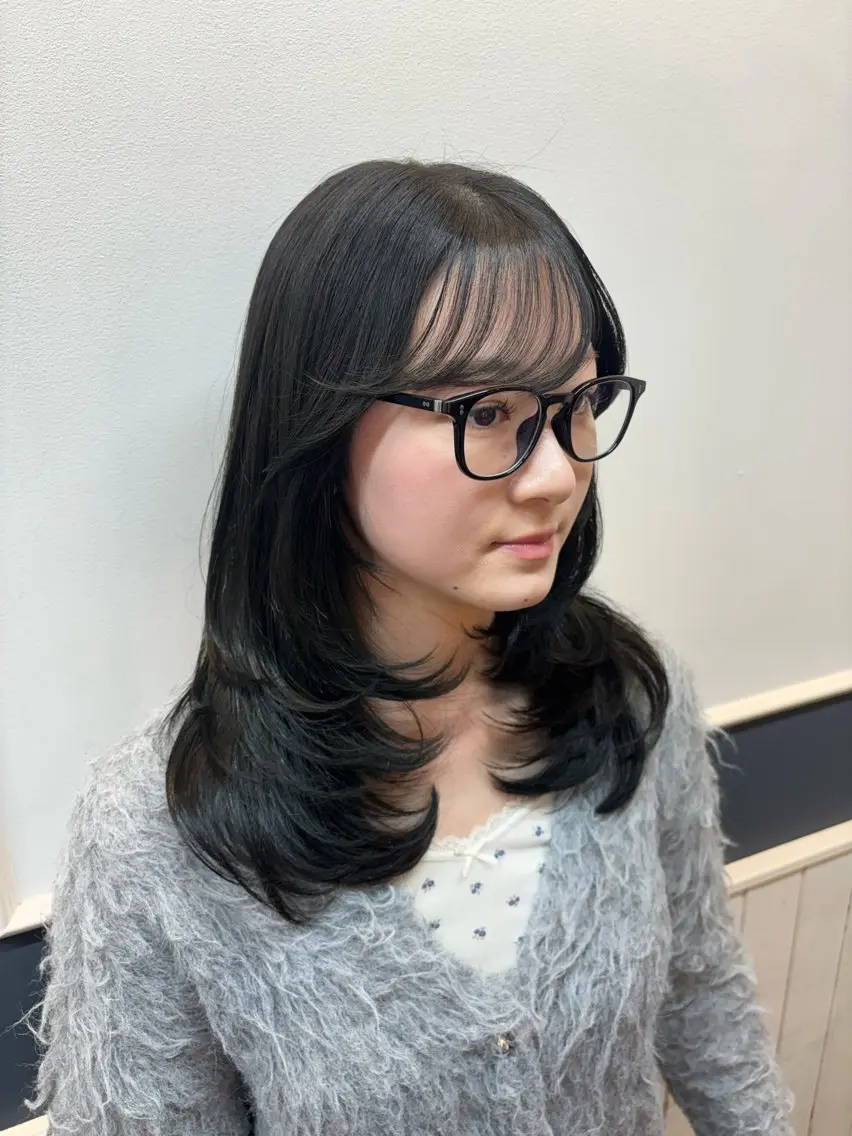セミロング ハイレイヤー レイヤーカット カット トリートメント 韓国ヘア sasugaのヘアスタイル