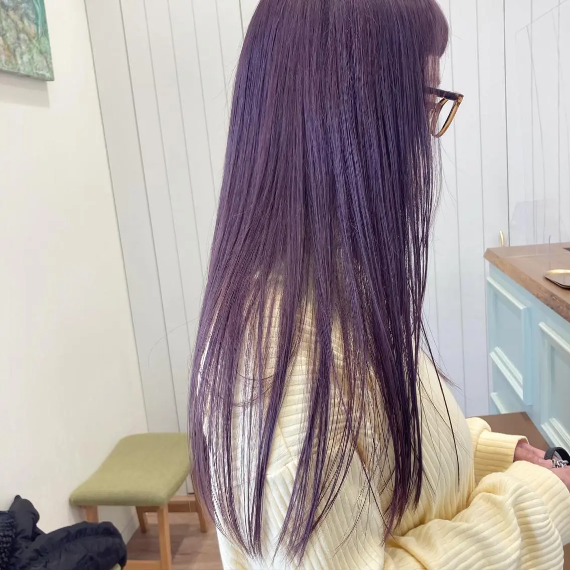 ロング カラー パープルカラー ヘアカラー トリートメント ケアブリーチ 坪井佑樹のヘアスタイル