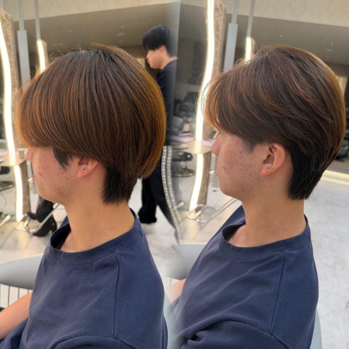 メンズ センターパート カット ヘアカラー トリートメント 透明感カラー 韓国ヘア本郷のヘアスタイル