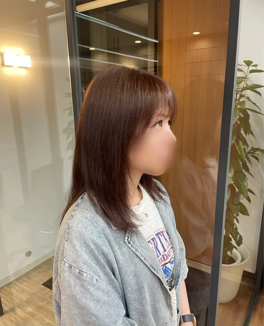 セミロング カラー ブラウンカラー オレンジ ヘアカラー 神田 優愛のヘアスタイル